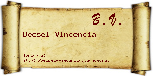 Becsei Vincencia névjegykártya